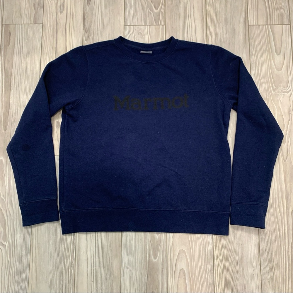 Marmot Navy Crewneck Sweatshirt (Size: Medium) [SLIGHT STAIN ON SLEEVE SEE PICS]